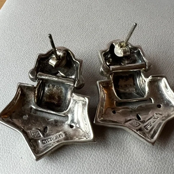 VINTAGE JUDITH JACK LARGE MARCASITE EARRINGS 925 STERLING SLVR MATCH RING LISTED